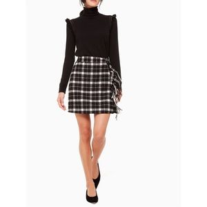 🆕 Kate Spade Rustic Plaid Fringe Wool Mini Skirt